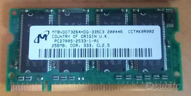 N. 2 moduli RAM da 256 MB l'uno