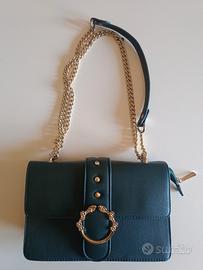 Borsa tracolla/a spalla verde pino e oro