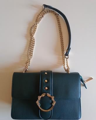 Borsa tracolla/a spalla verde pino e oro