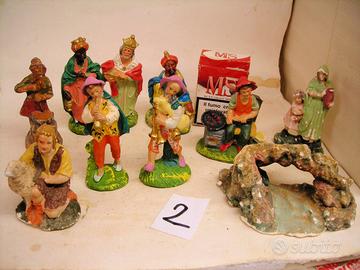 2 PRESEPIO STATUINE gesso cartapesta terracotta