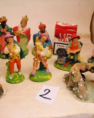 2 PRESEPIO STATUINE gesso cartapesta terracotta