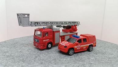 Set auto+camion vigili del fuoco scala 1/64