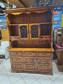 Credenza, tavolo e sei sedie - legno massello