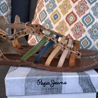 Scarpe donna sandali bassi n39 pelle colorato