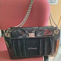 Borsa a tracolla nera vernice velluto A. Morelli