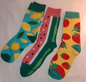 3 paia di calzini fantasia frutta 