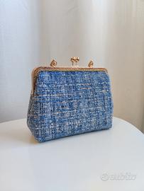 Borsa in Tweed con chiusura clic clac fatta a mano