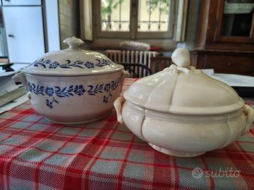 coppia zuppiera vintage ceramica francese 