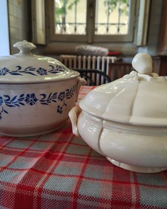 coppia zuppiera vintage ceramica francese 