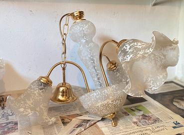 Lampadari - Anni ‘80/‘90 - Ottone/Vetro Satinato