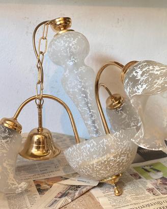 Lampadari - Anni ‘80/‘90 - Ottone/Vetro Satinato