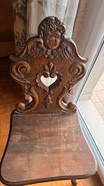 sedia tirolese, antica, legno massiccio