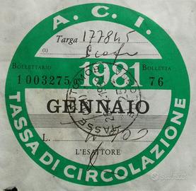 Bollo FIAT 500 originale del 1980