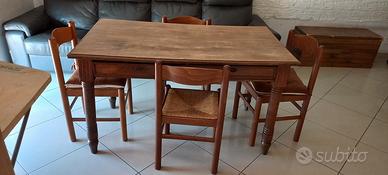 tavolo in legno + sedie 80 x 140