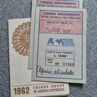 lotto 3 tessere / abbonamenti vintage