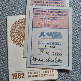 lotto 3 tessere / abbonamenti vintage