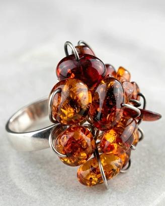 Anello Vintage a  in Argento 925 e Ambra