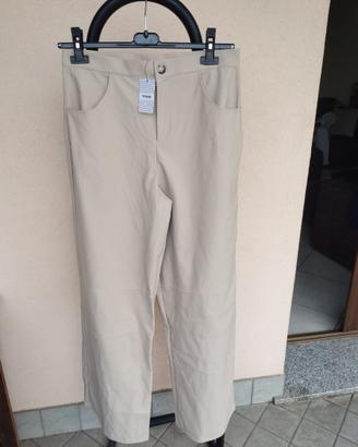 Pantaloni effetto pelle beige Tezenis Tg L