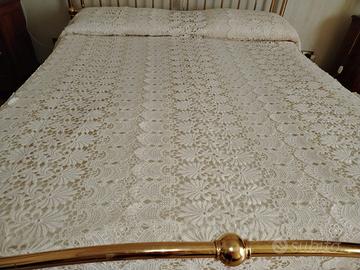 Coperta Matrimoniale 260x260 in Pizzo Macramè Ecrù