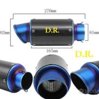 SCARICO corto 27 cm VERO CARBONIO e titanio