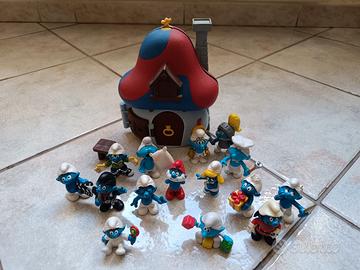 casetta dei puffi con 15 puffi 