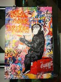 Quadro stile  pop art Mr Brainwash tela 60x40