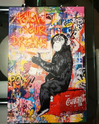 Quadro stile  pop art Mr Brainwash tela 60x40