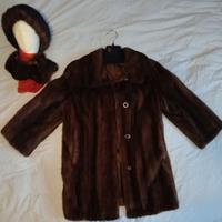 Set Pelliccia Visone Vintage con Cappello e Stola