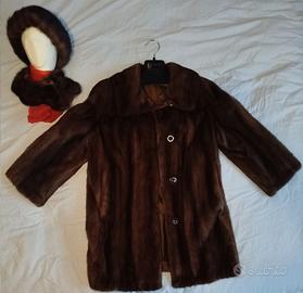 Set Pelliccia Visone Vintage con Cappello e Stola