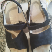 Sandali donna nere tg. 41 in vera pelle cuoio e ve