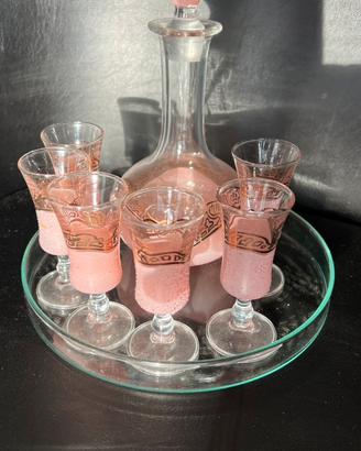 Set vintage bicchiere bottiglia