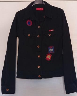 Giacca jeans Kookai nera con toppe applicate
