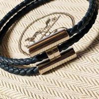 Bracciale da uomo in pelle di vitello intrecciata