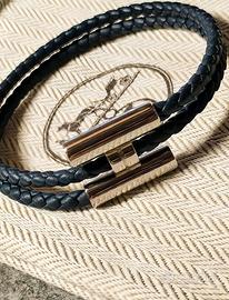 Bracciale da uomo in pelle di vitello intrecciata