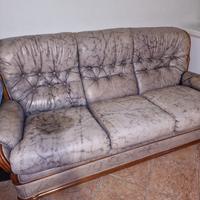 Divano in pelle con poltrona