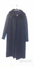 cappotto Valentino colore nero, collo in pelliccia