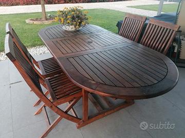 Tavolo con sedie da esterno in legno teak