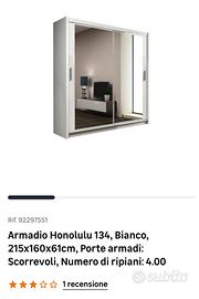 Armadio due ante specchio scorrevoli