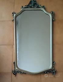 Specchio con cornice in legno lamina argento