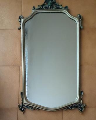 Specchio con cornice in legno lamina argento