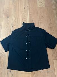 Camicia nera a maniche corte con bottoni ragazzo