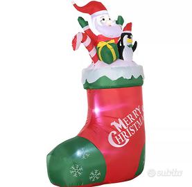 Calza natalizia gonfiabile con babbo natale