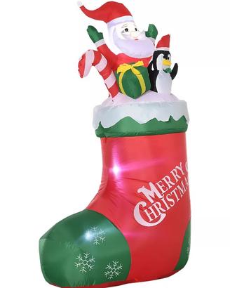 Calza natalizia gonfiabile con babbo natale