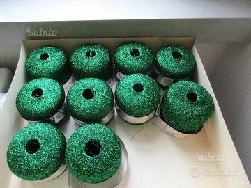 10 gomitoli lamè colore verde