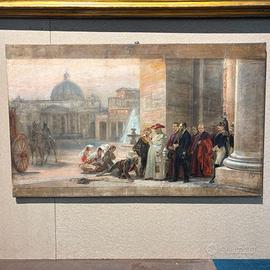 Antico dipinto olio su tela di Cesare Dies (Roma