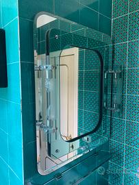 Specchio bagno vetro verde con lampade  70 x 87 cm