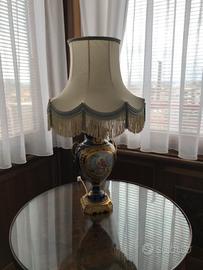 Lampada da tavolo in porcellana fondo blue dec.oro