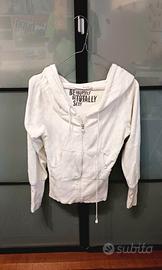 Felpa con cappuccio e zip Tally Weijl bianca / S
