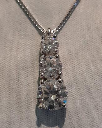 collana in argento con trilogy in moissanite