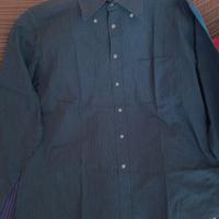 Camicia GREEN LEAVES nera righe azzurre XXL